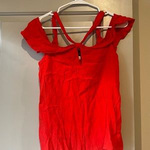 Blue rain (Francesca’s) cross cross chest off the shoulder sleeve blouse